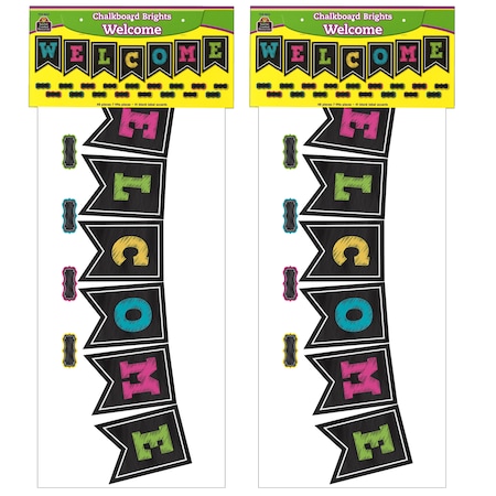 Teacher Created Resources Chalkboard Brights Pennants Welcome Bulletin Board Display, PK2 5614